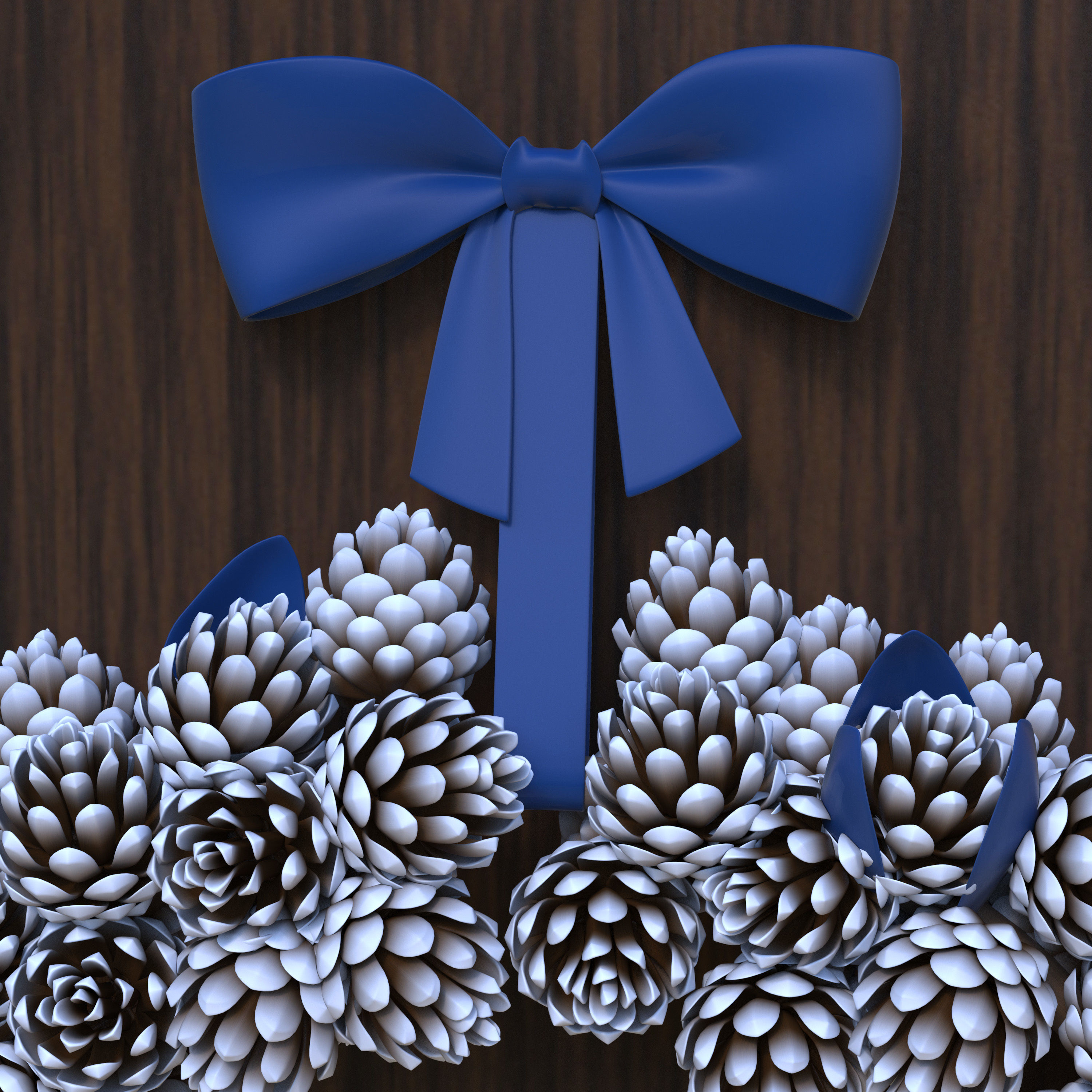Wreath Collection christmas with pine cones and gold ornaments 3D model_11
