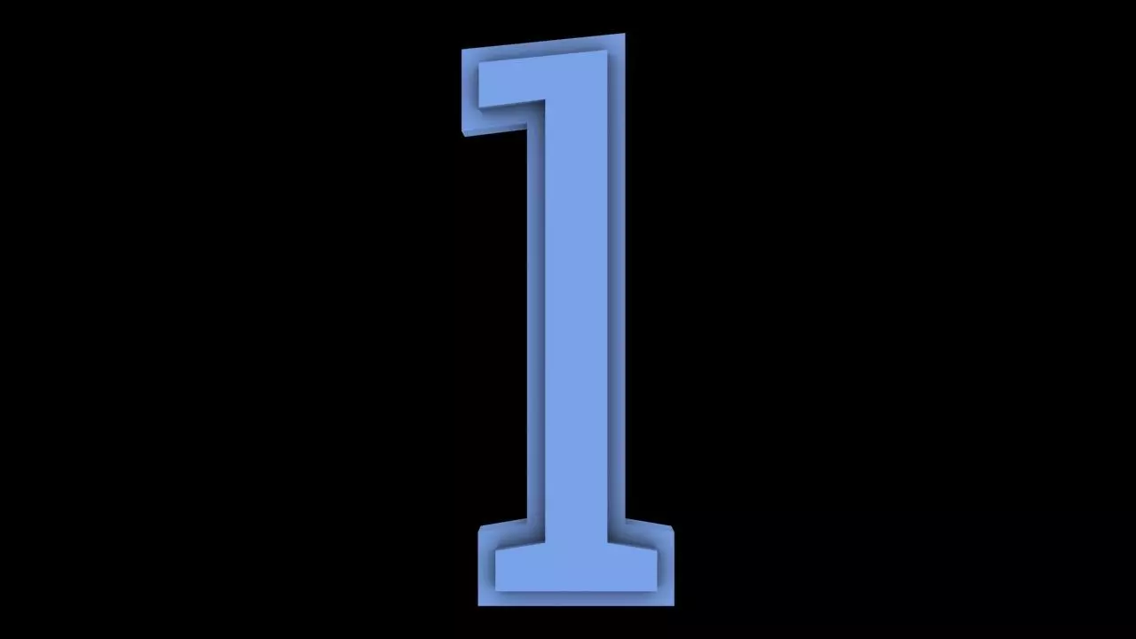 FONT-054 Number 1 Free low-poly 3D model_0