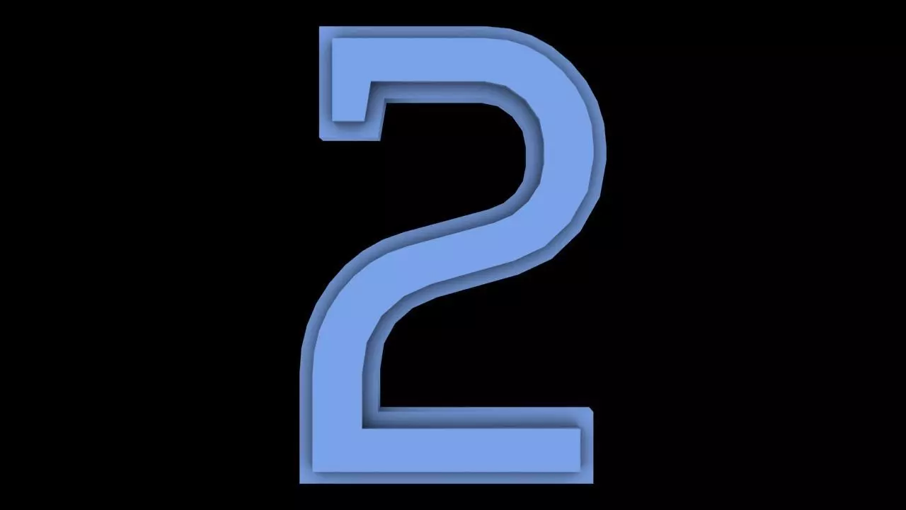 Font-055 Number 2 Free low-poly 3D model