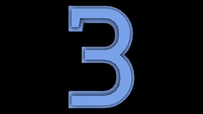 FONT-056 Number 3 Free low-poly 3D model