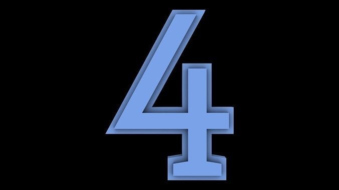 FONT-057 Number 4 Free low-poly 3D model