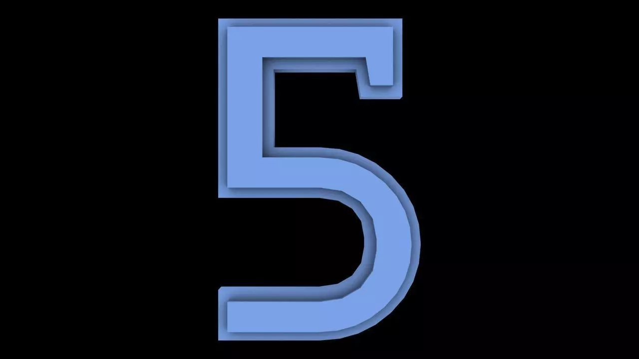 FONT-058 Number 5 Free low-poly 3D model