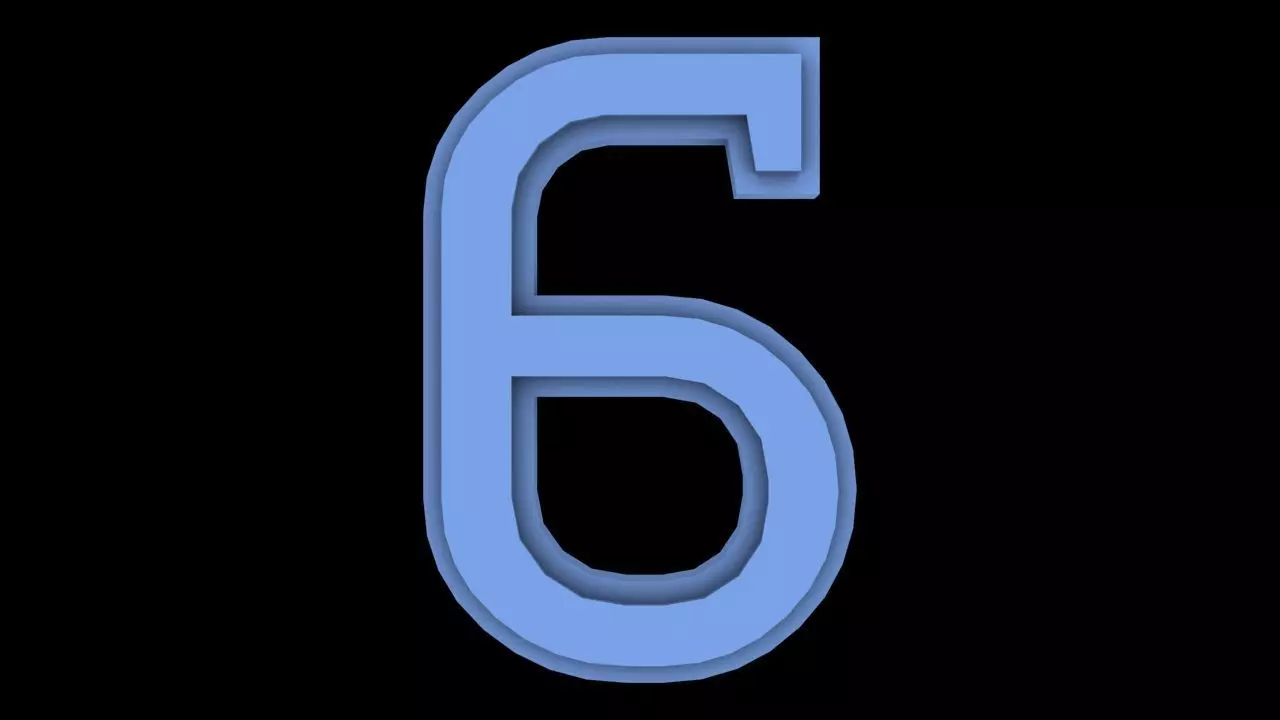 FONT-059 Number 6 Free low-poly 3D model