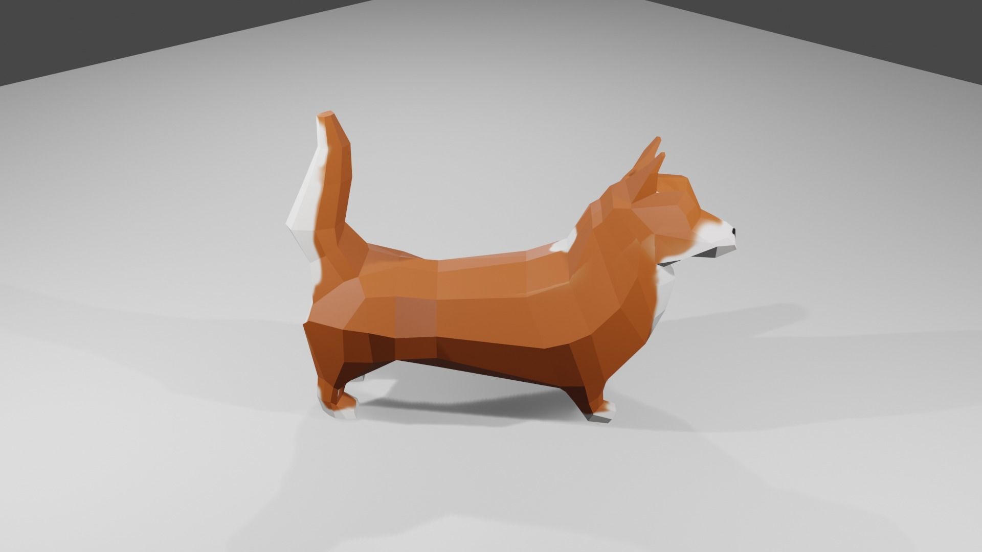 Korgy polygonal dog Low-poly 3D model_2