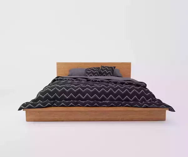 Revit wooden bed Family Three Sizes Full Queen and King 3D model 3D model