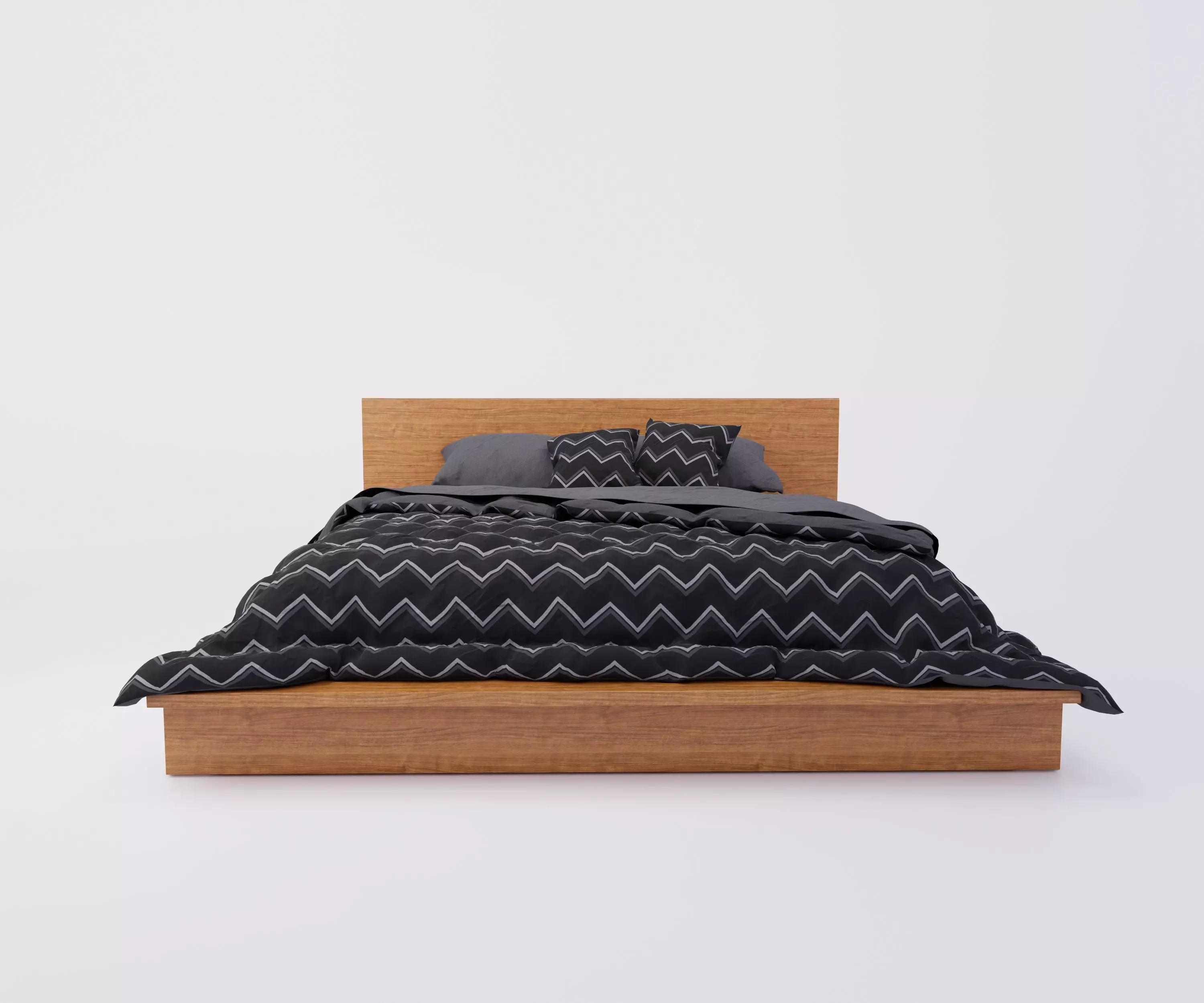 Revit wooden bed Family Three Sizes Full Queen and King 3D model 3D model