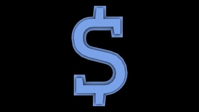 FONT-065 Dollar Sign Free low-poly 3D model