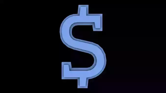 FONT-065 Dollar Sign Free low-poly 3D model