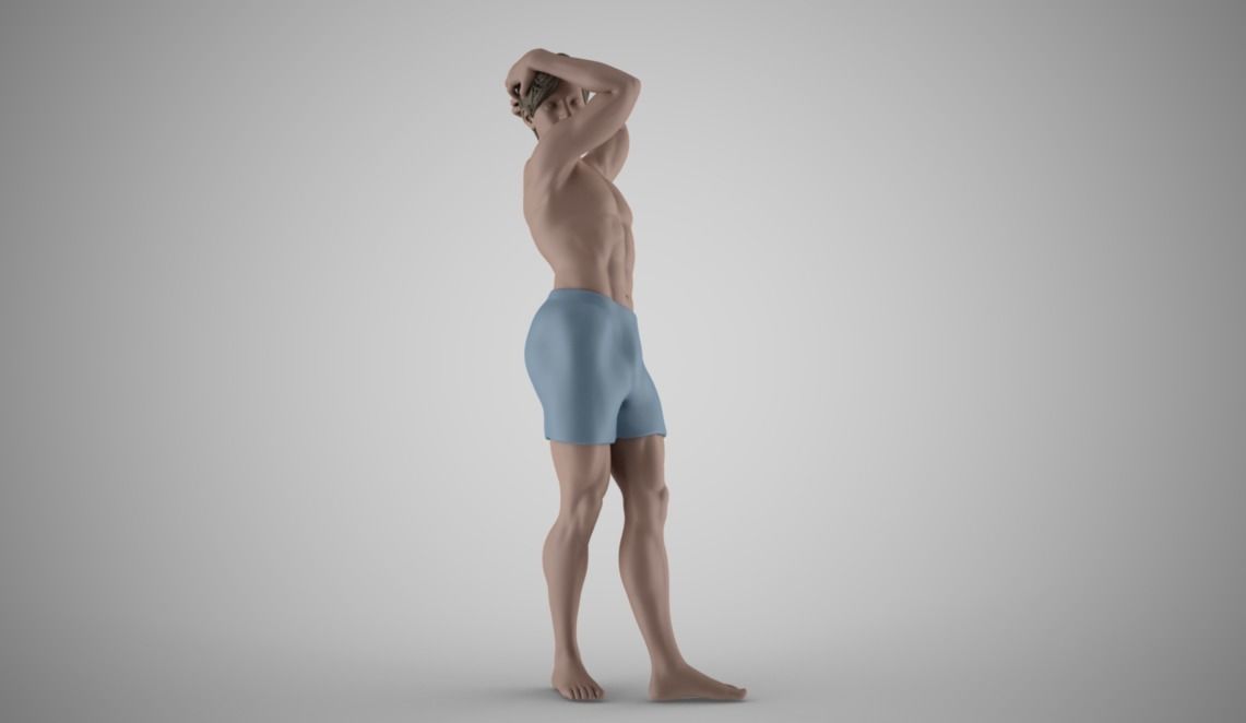 Boy Washes His Head Shampoo 3D print model_11