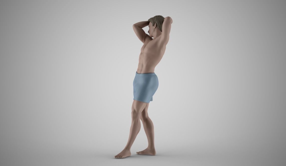 Boy Washes His Head Shampoo 3D print model_6