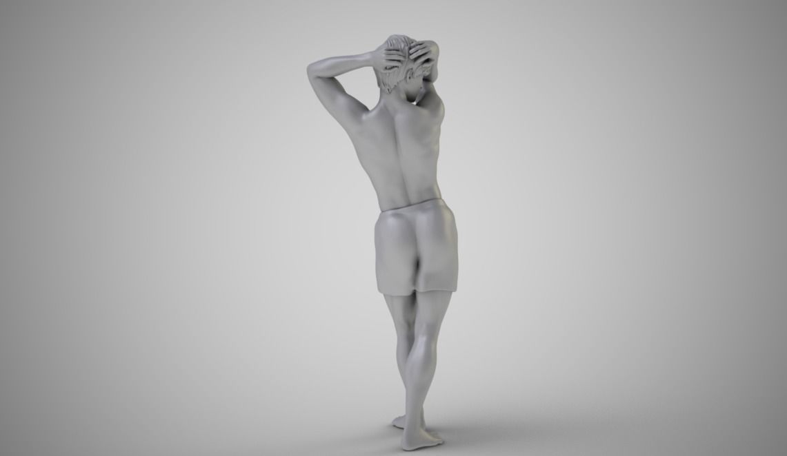 Boy Washes His Head Shampoo 3D print model_4