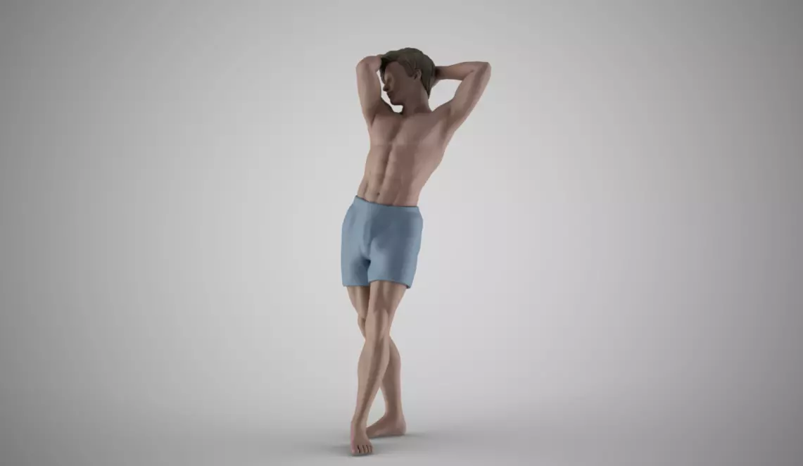 Boy Washes His Head Shampoo 3D print model_0