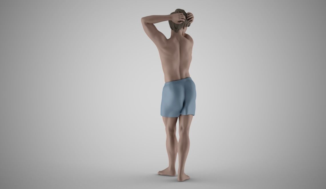 Boy Washes His Head Shampoo 3D print model_8