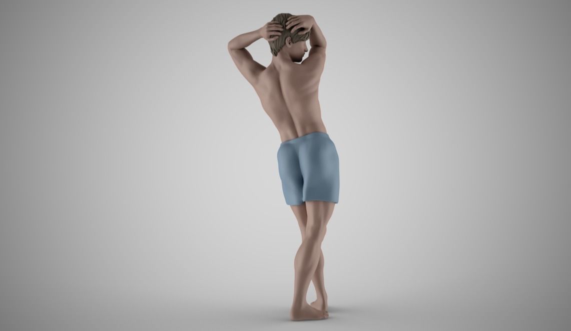 Boy Washes His Head Shampoo 3D print model_9