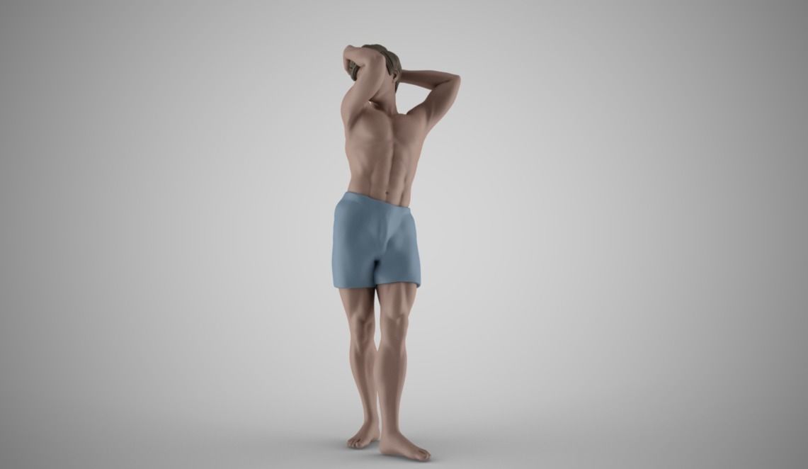 Boy Washes His Head Shampoo 3D print model_12