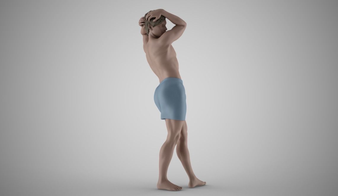 Boy Washes His Head Shampoo 3D print model_10