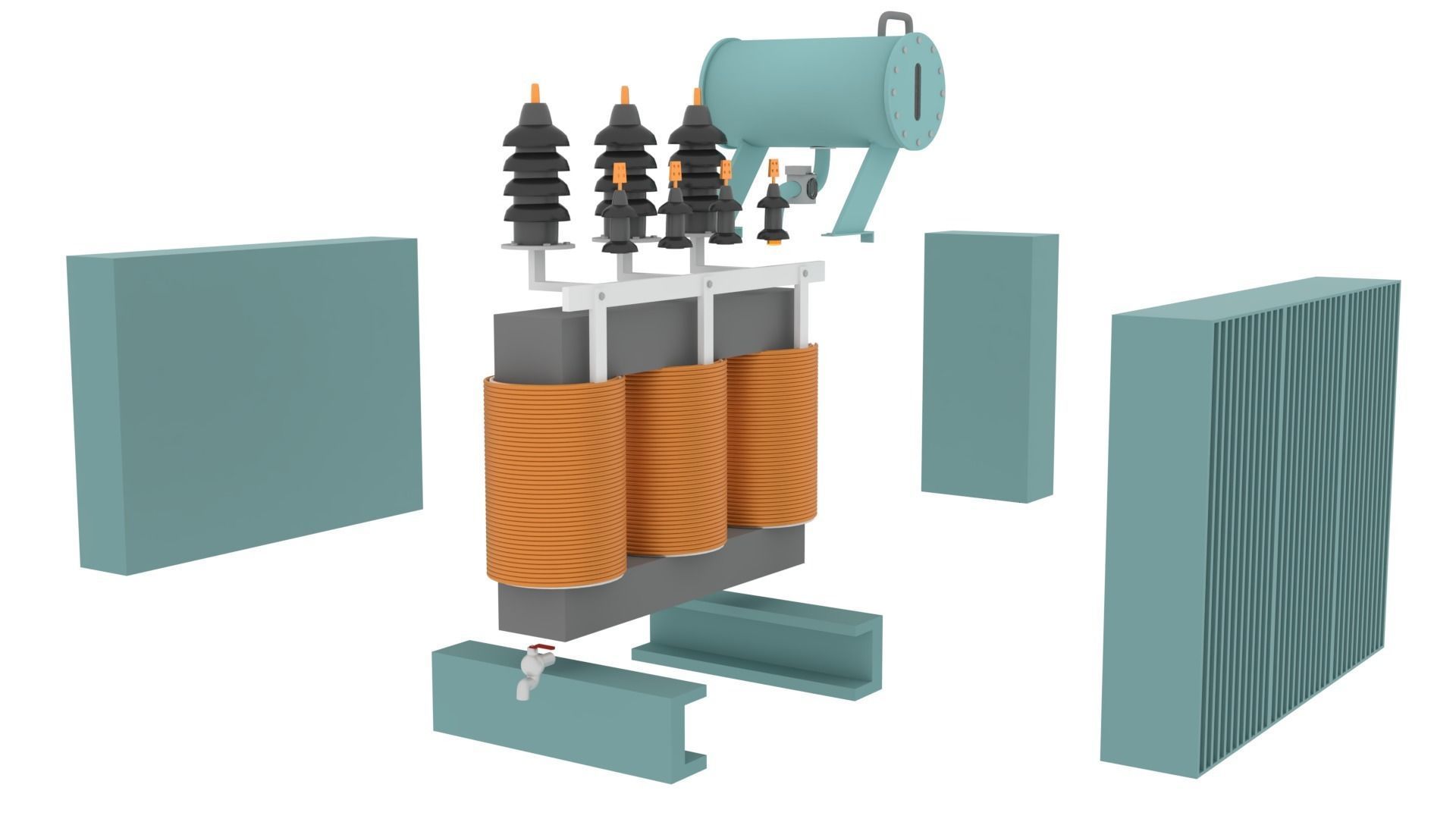 Electrical Power Transformer - Electrical Engineering 3D model_10