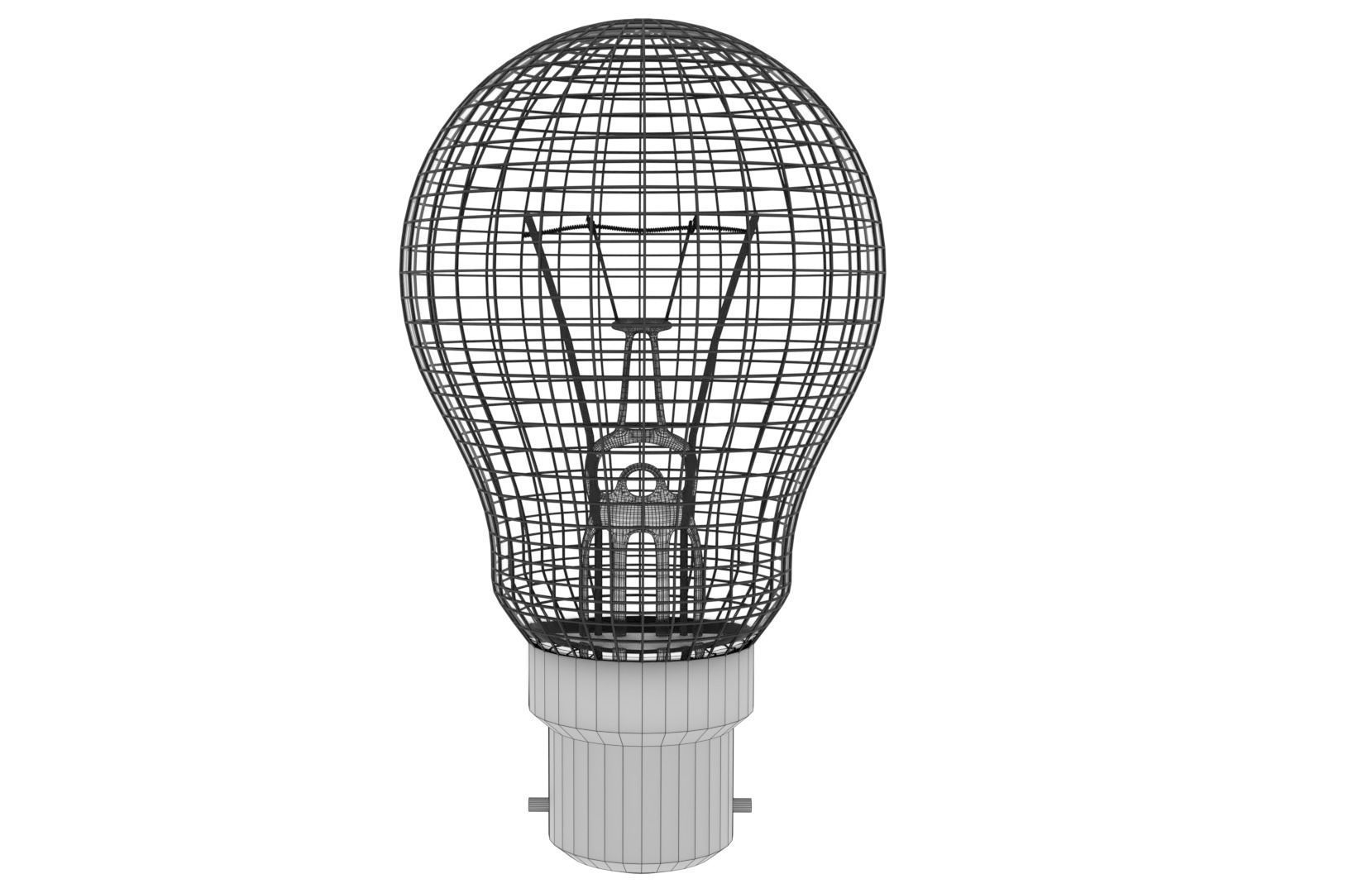 Incandescent Light Bulb With Filament Glow Low-poly 3D model_7