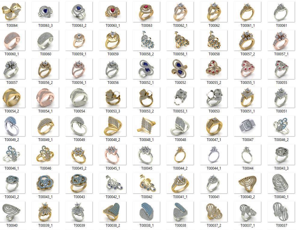 Collection 3d Ring Jewellery Models bulk 3D print model_1