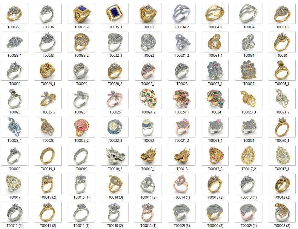 Collection 3d Ring Jewellery Models bulk 3D print model_2
