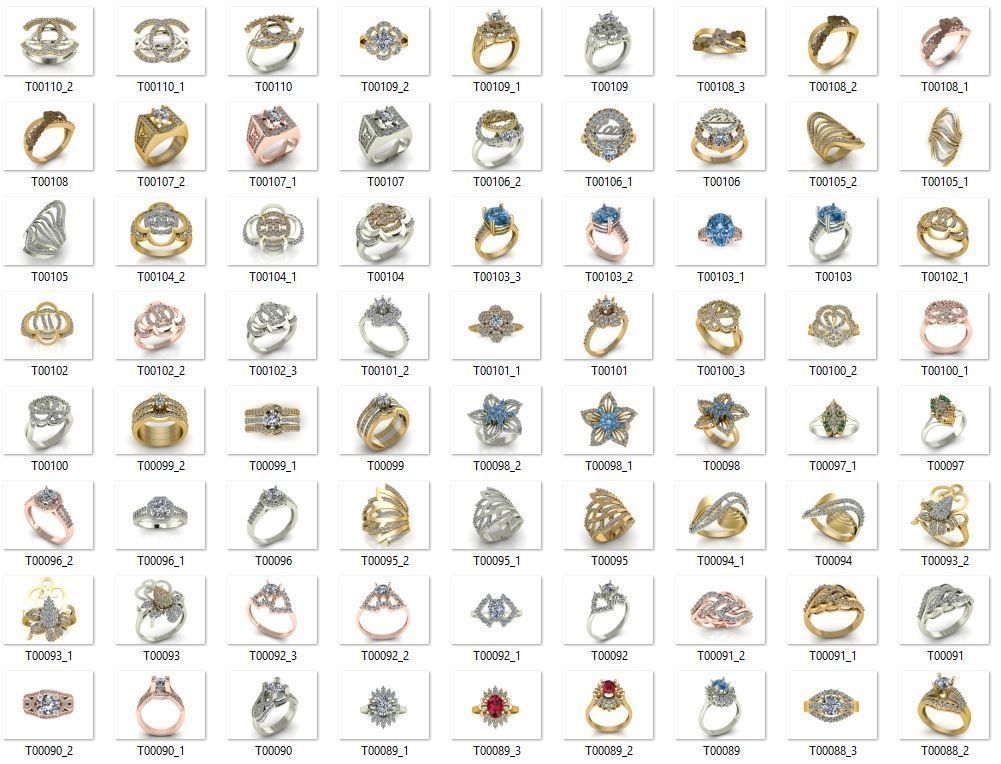 Collection 3d Ring Jewellery Models bulk 3D print model_7