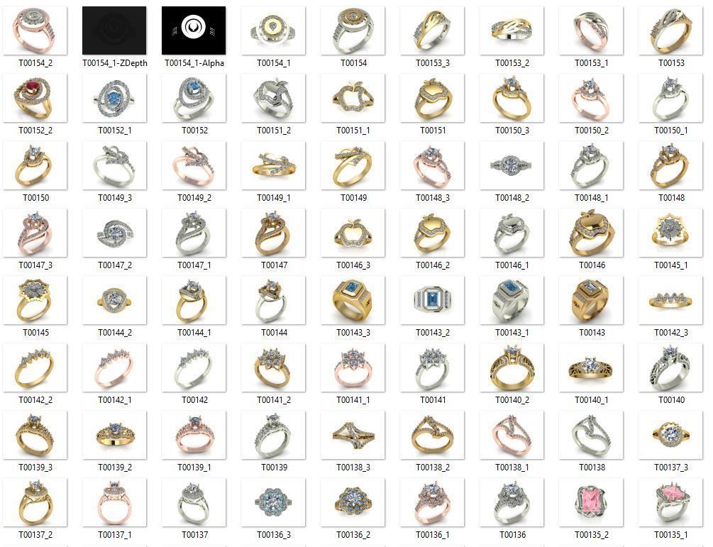 Collection 3d Ring Jewellery Models bulk 3D print model_5