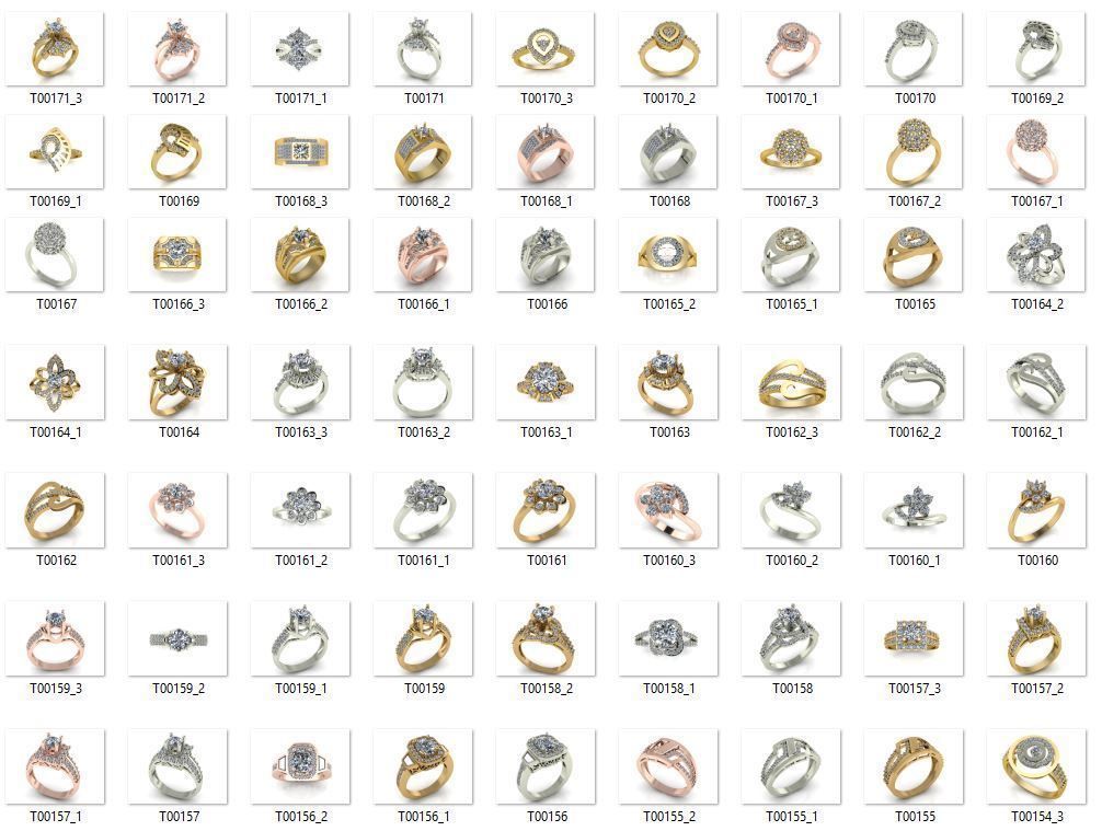 Collection 3d Ring Jewellery Models bulk 3D print model_4