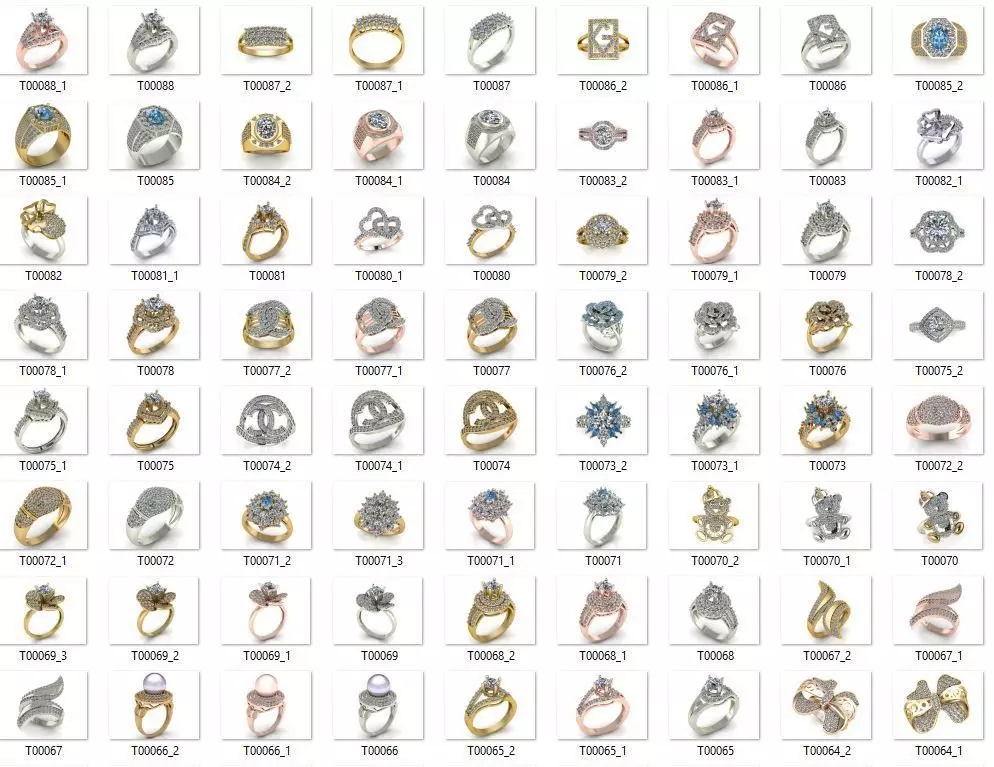 Collection 3d Ring Jewellery Models bulk 3D print model_0
