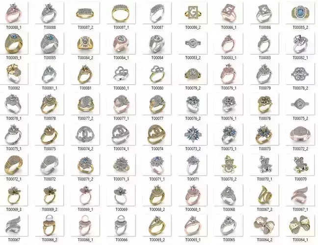 Collection 3d Ring Jewellery Models bulk 3D print model