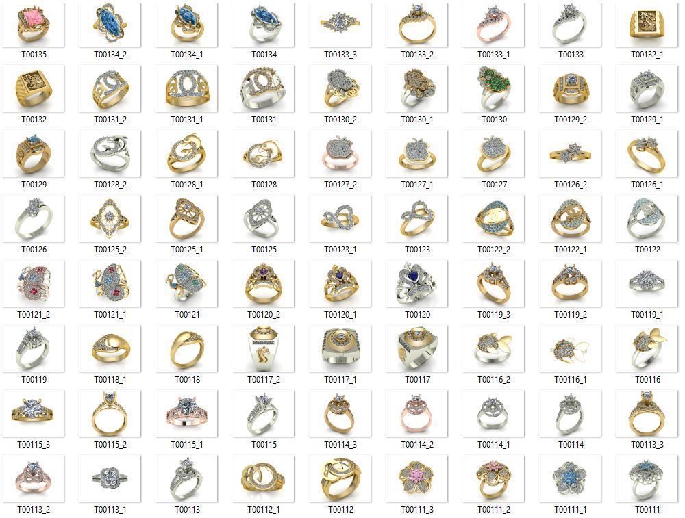 Collection 3d Ring Jewellery Models bulk 3D print model_6