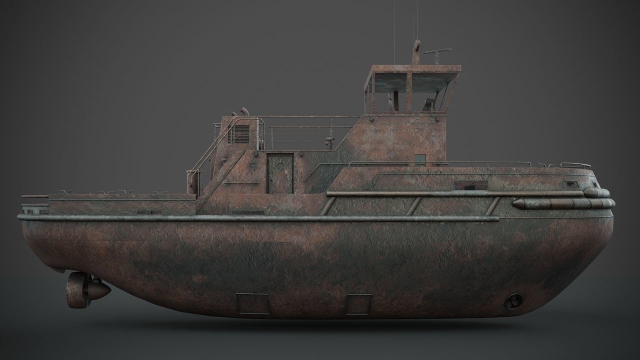 Rusted abandoned tug boat 3D model_7