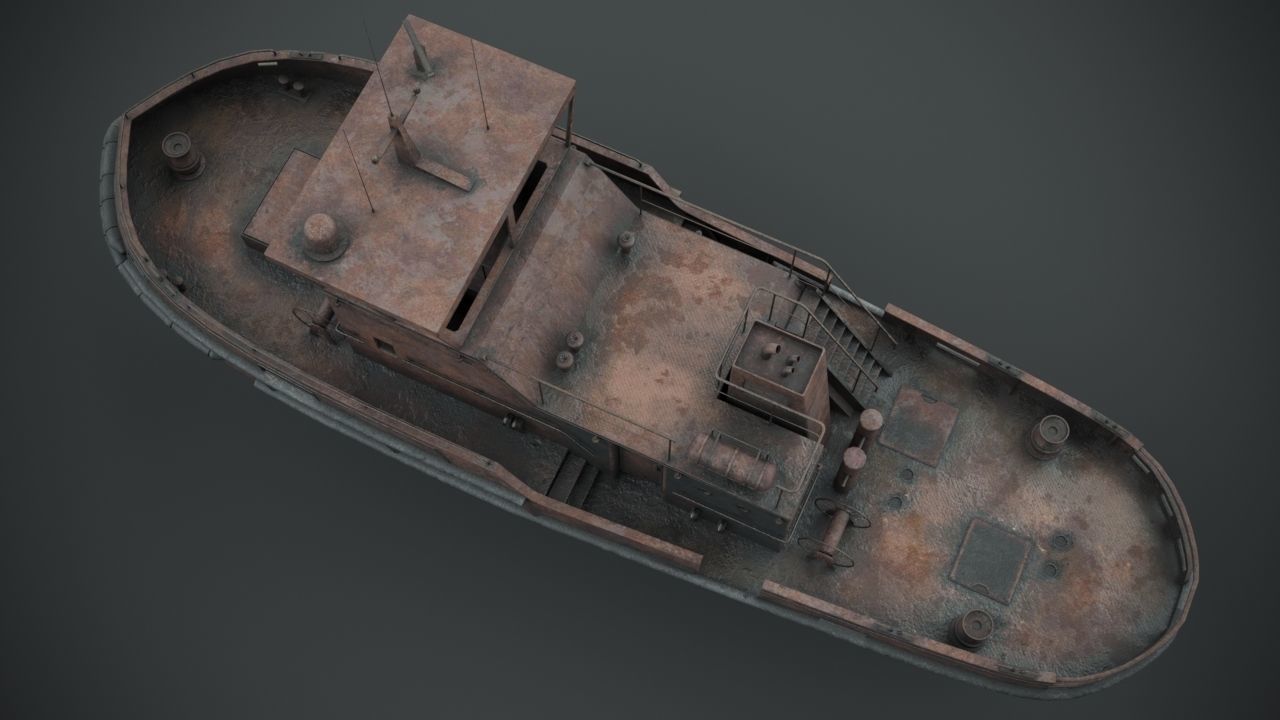 Rusted abandoned tug boat 3D model_5