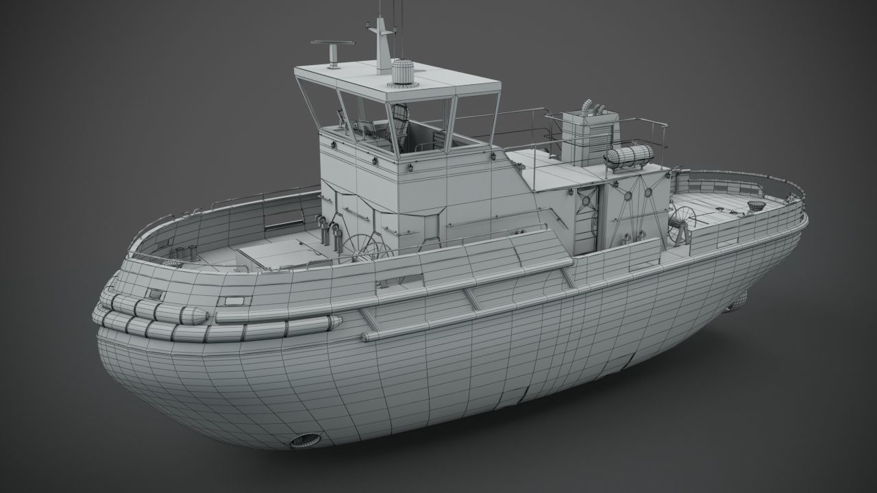 Rusted abandoned tug boat 3D model_9