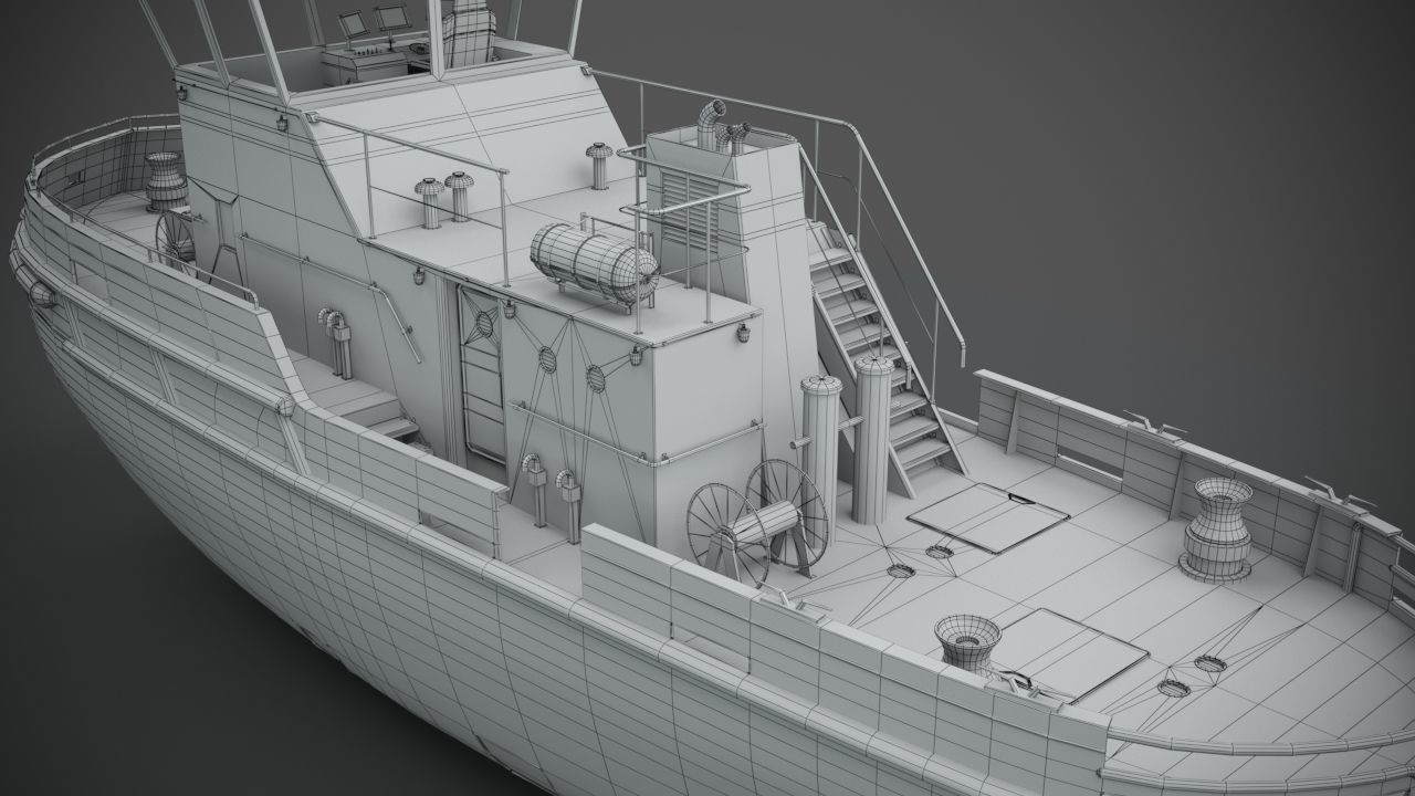 Rusted abandoned tug boat 3D model_11
