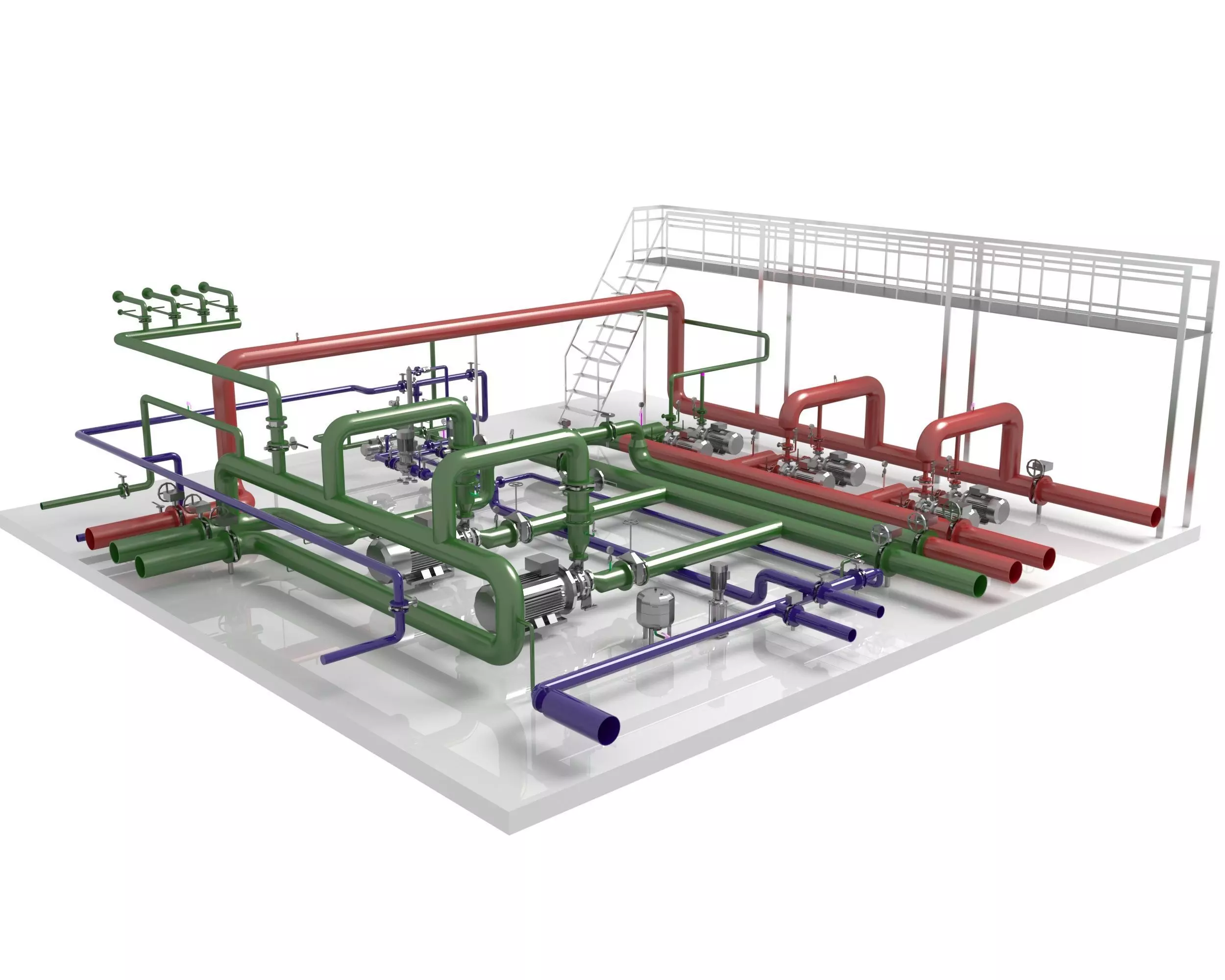 Industrial boiler room 3D model_0