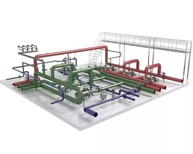 Industrial boiler room 3D model