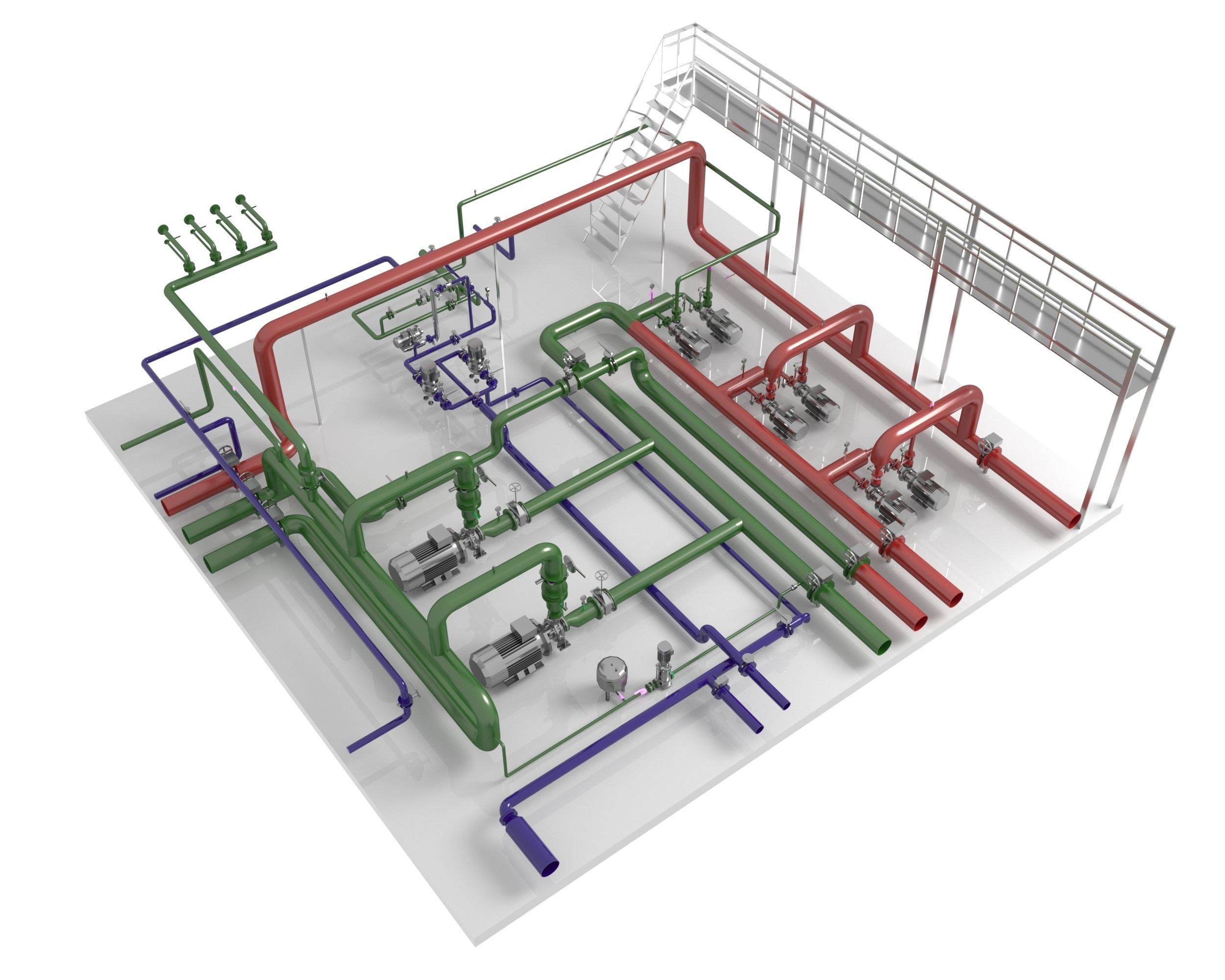 Industrial boiler room 3D model_6