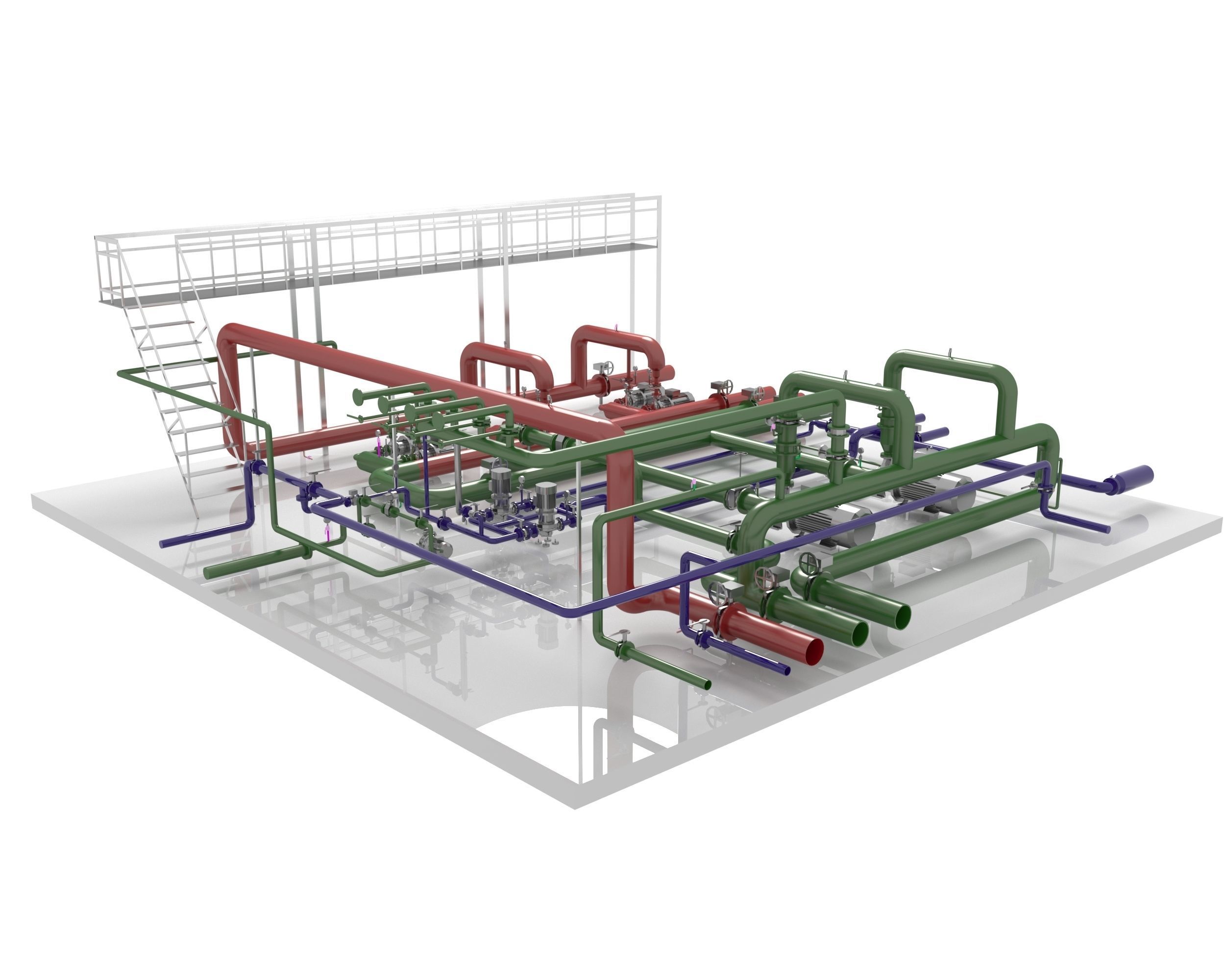Industrial boiler room 3D model_1