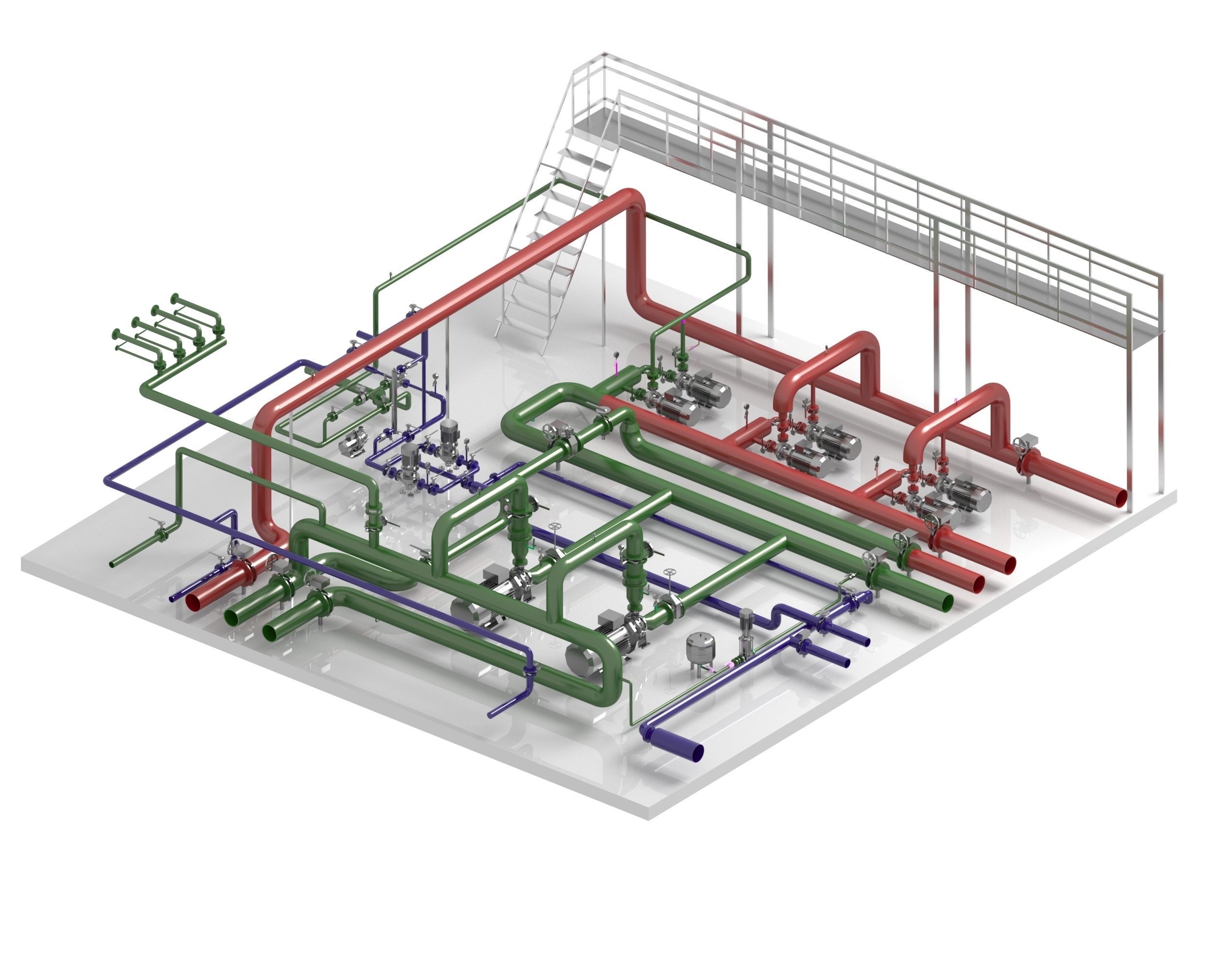 Industrial boiler room 3D model_7