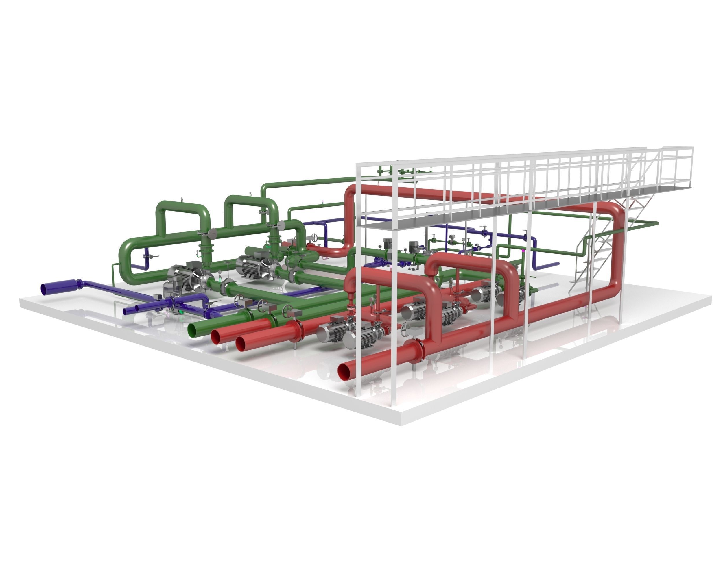 Industrial boiler room 3D model_3