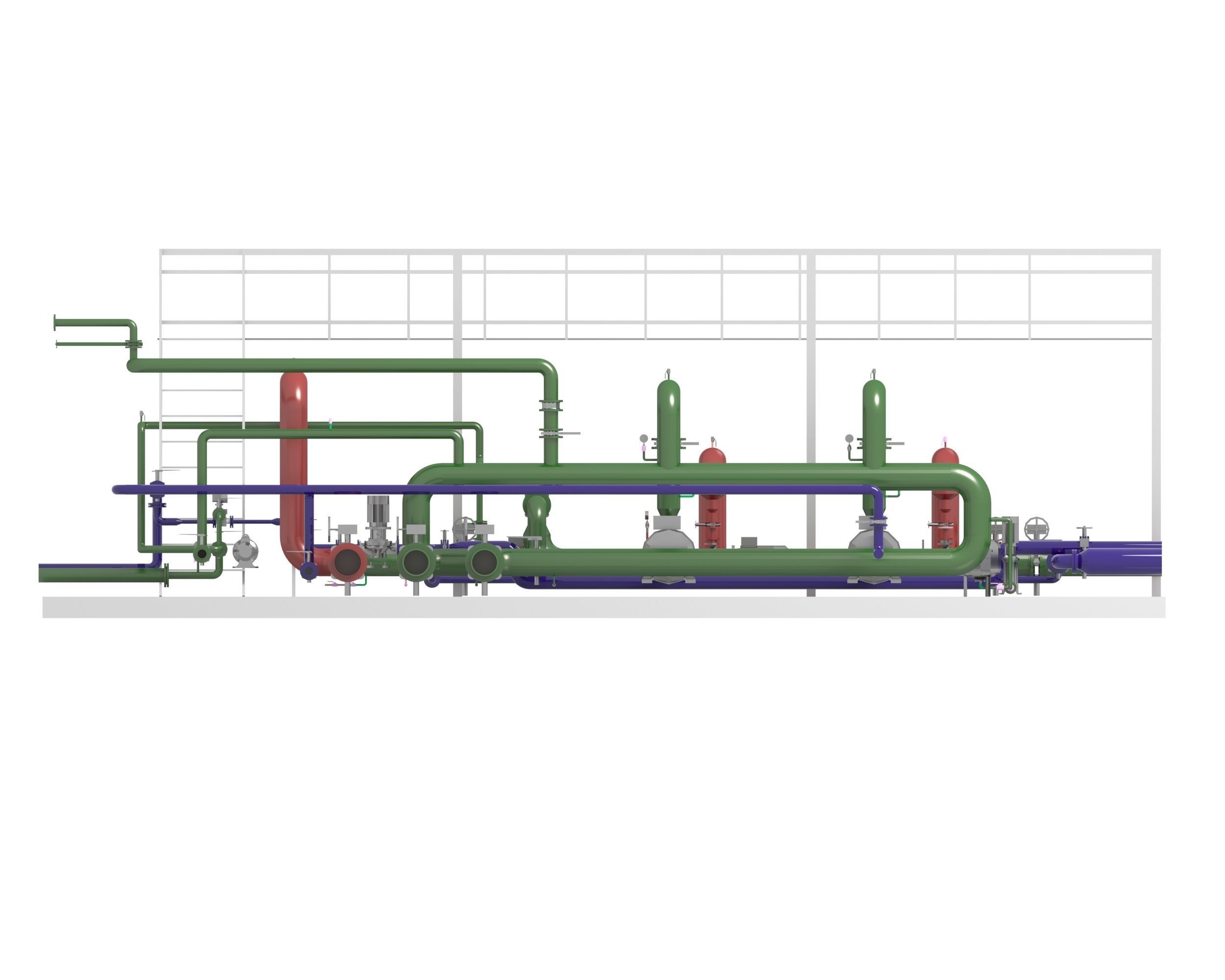 Industrial boiler room 3D model_10