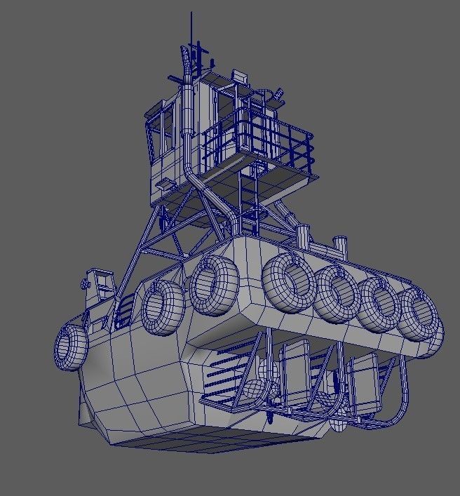 Truckable Push Boat and  PONTOON  Low-poly 3D model_11