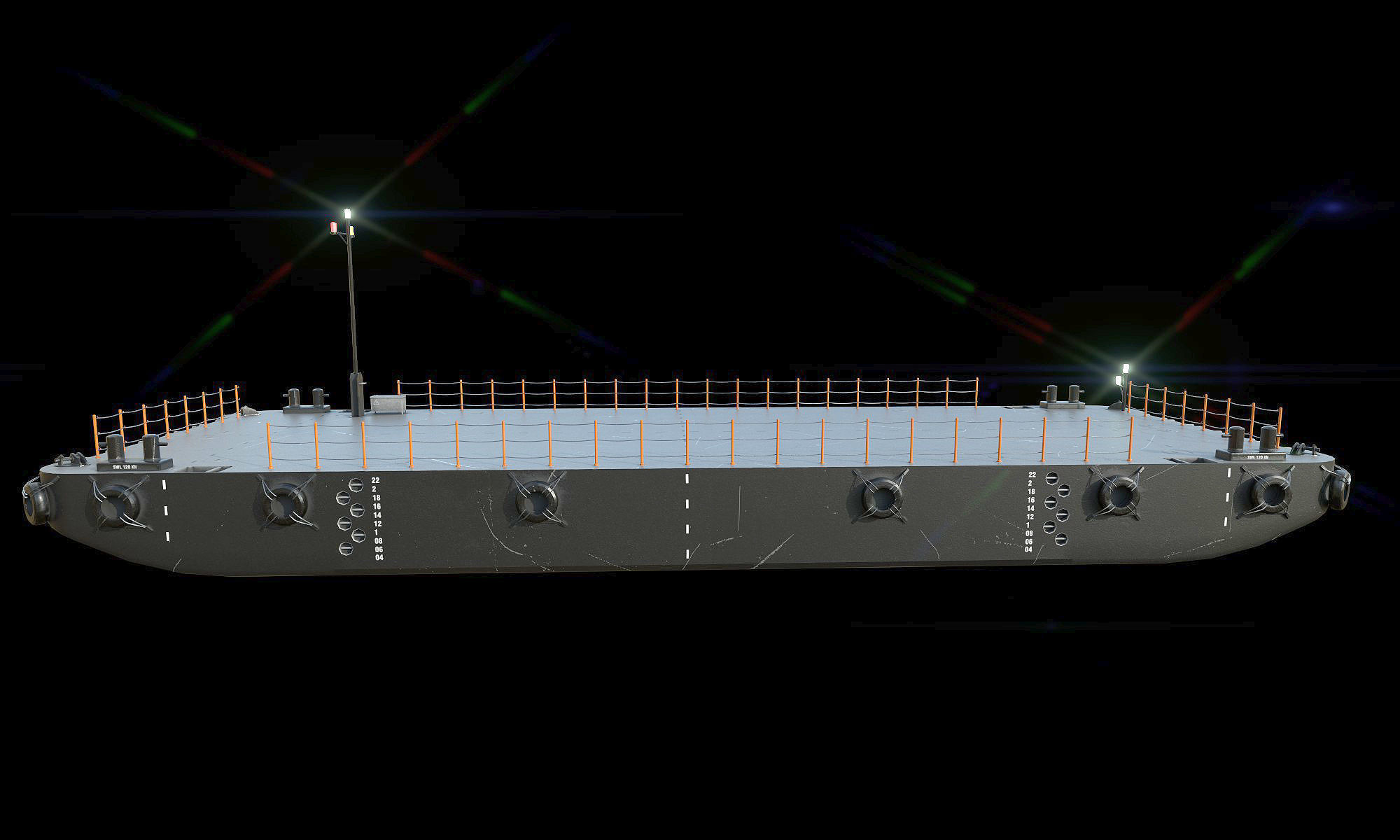 Truckable Push Boat and  PONTOON  Low-poly 3D model_2