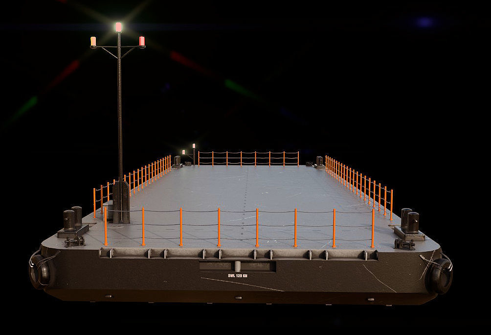 Truckable Push Boat and  PONTOON  Low-poly 3D model_4