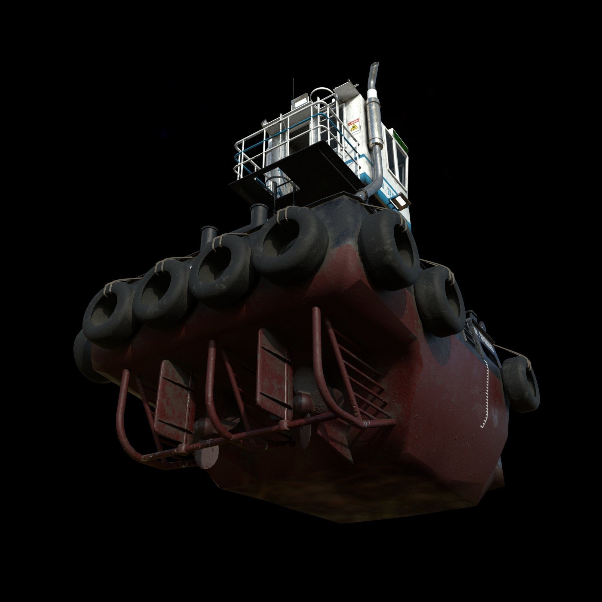 Truckable Push Boat and  PONTOON  Low-poly 3D model_10