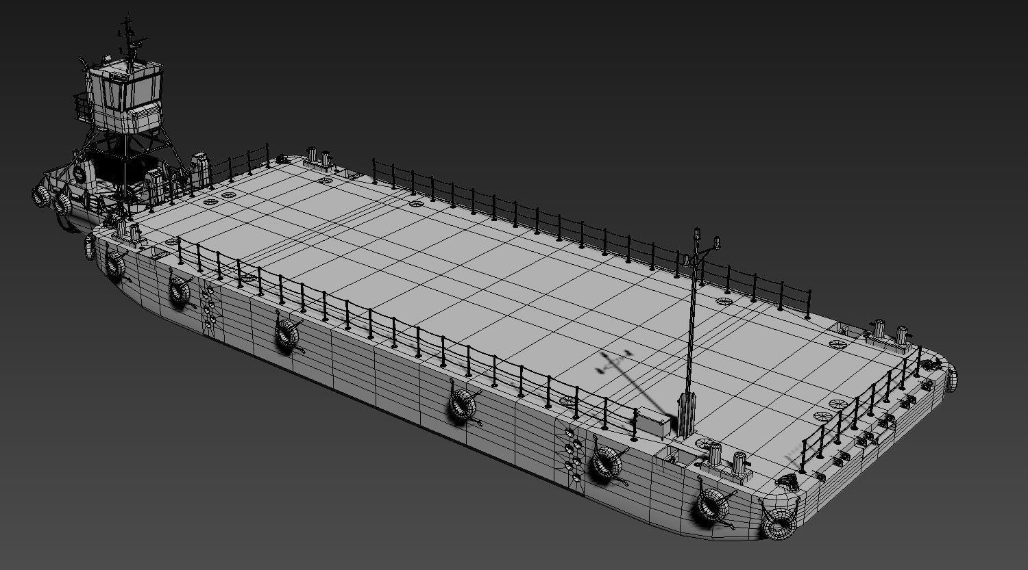 Truckable Push Boat and  PONTOON  Low-poly 3D model_3