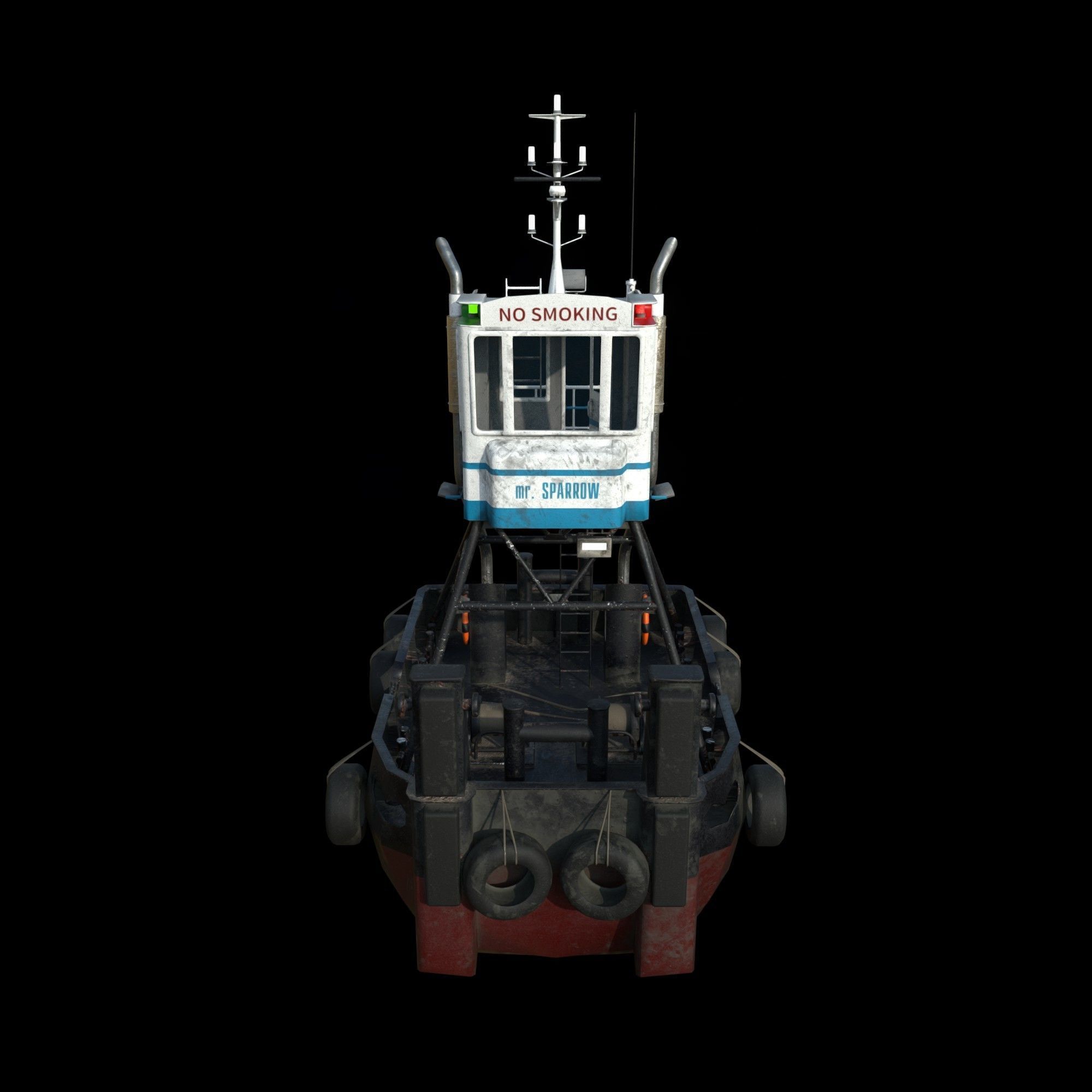 Truckable Push Boat and  PONTOON  Low-poly 3D model_8