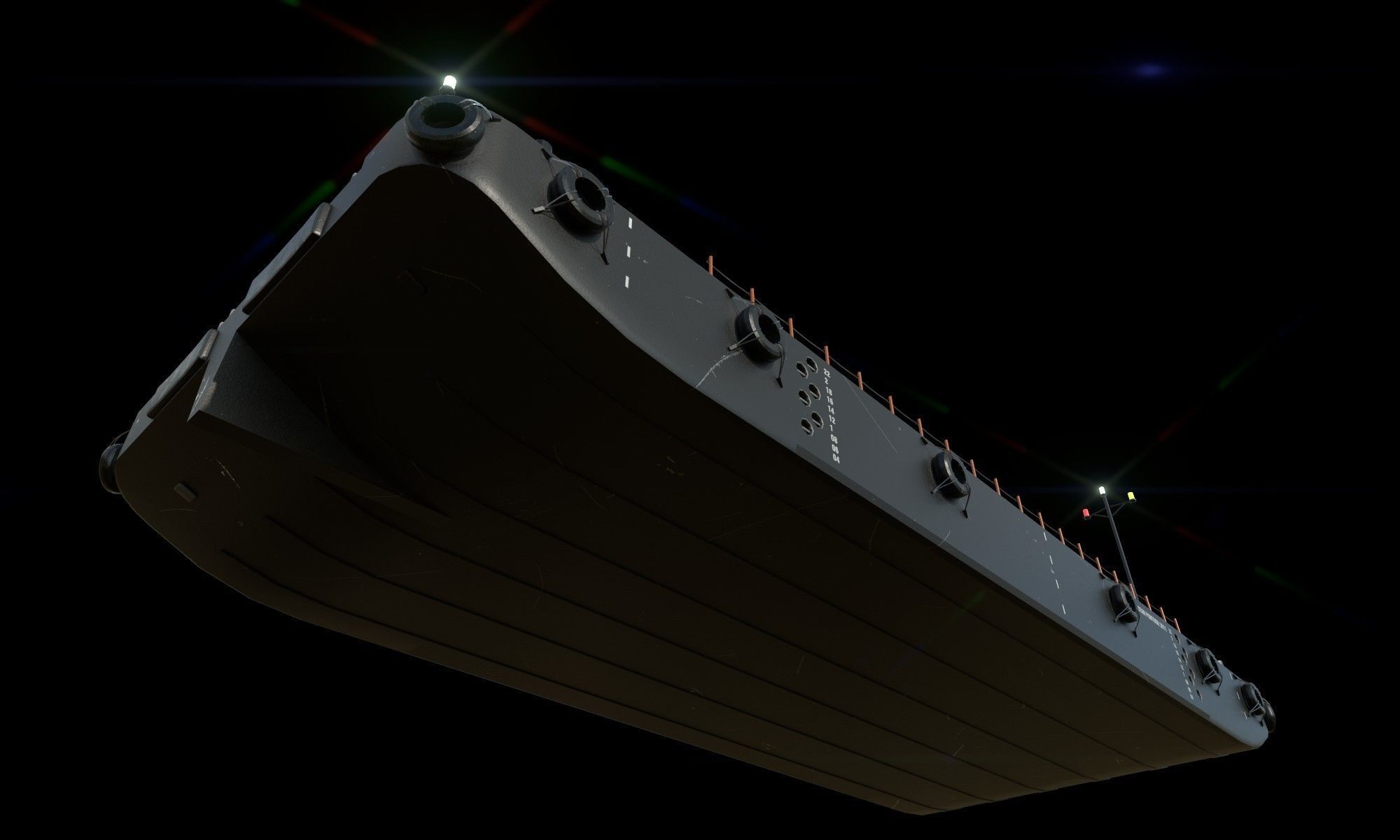 Truckable Push Boat and  PONTOON  Low-poly 3D model_9