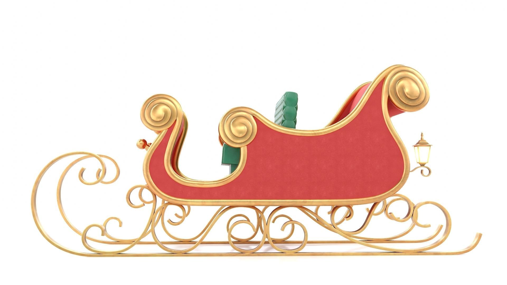 Santa Claus Sleigh Low-poly 3D model_4