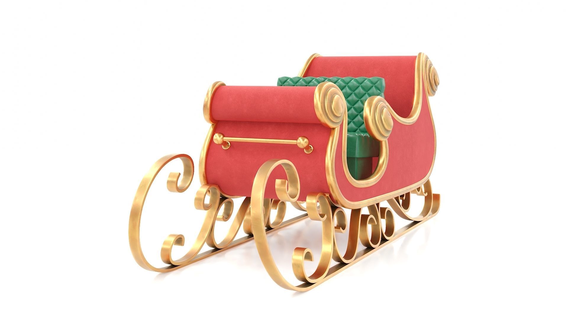 Santa Claus Sleigh Low-poly 3D model_2